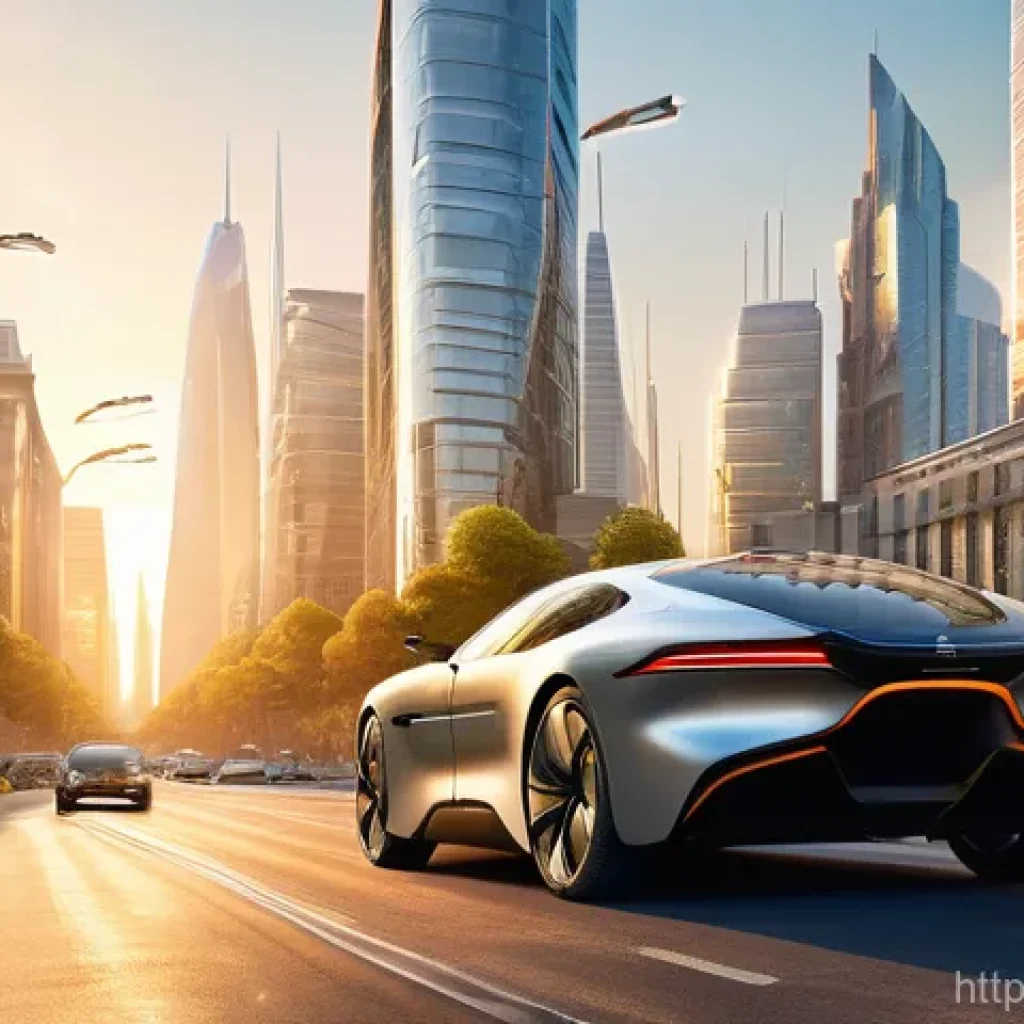 자율 비행 자동차와 미래 교통 혁신 - A vibrant, futuristic metropolis at dawn, with sleek, silent Urban Air Mobility (UAM) vehicles grace...