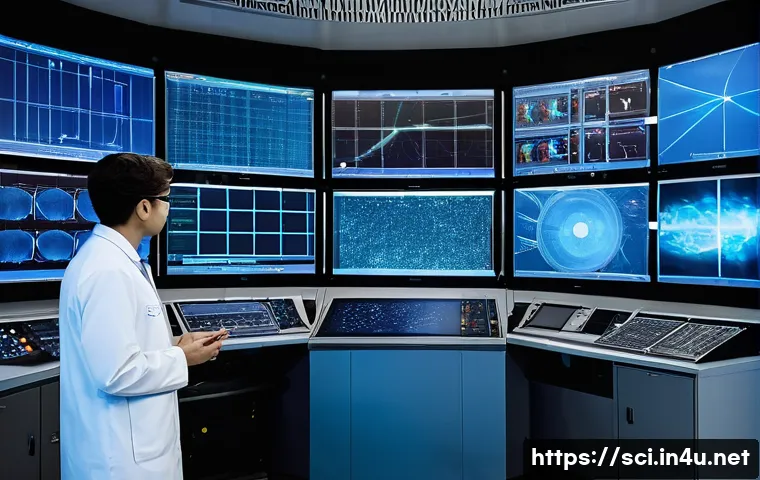 핵융합 반응로와 국제 공동 연구 - A group of diverse, professional scientists, men and women of various ethnicities, all wearing clean...